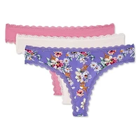 George Women's Lace Trim Thongs 3-Pack