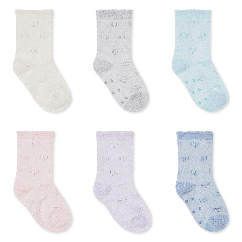 Lot de 6 paires chaussettes George pour bébés filles • 0-12 mois, Pointure 0-3 <br>• 12-24 2-5 24-36 5-8