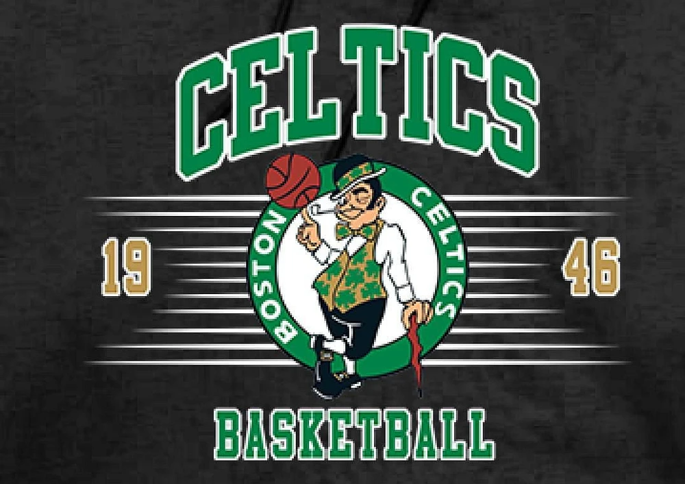 Sweat à capuche noir sous licence officielle NBA Boston Celtics Lines