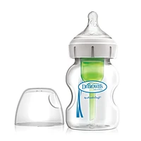 Dr. Brown’s® Natural Flow Anti-Colic Options+ Wide-Neck Breast to Bottle Pump & Store Feeding Set with Slow Flow Nipples, Baby Bottle Travel Caps and 100% Silicone HappyPaci™ One-Piece Pacifier, 5 oz