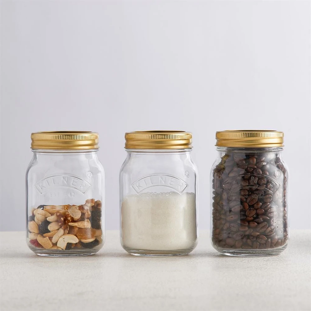 Kilner Regular Mouth Glass Mason Jars with Sealing Lids, 500ml