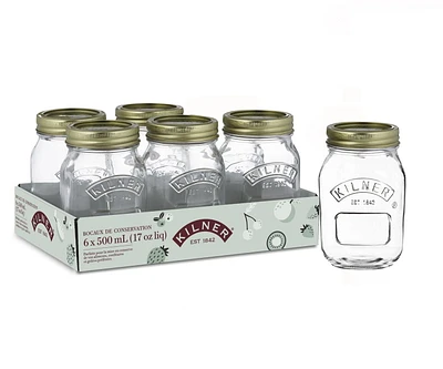 Kilner Pots mason en verre à ouverture régulière avec couvercles scellés, 500ml