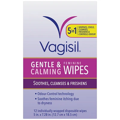 Vagisil® Gentle & Calming Feminine Wipes, 12 Flushable wipes