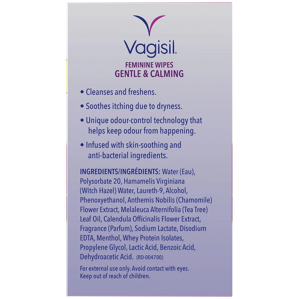 Vagisil® Gentle & Calming Feminine Wipes, 12 Flushable wipes