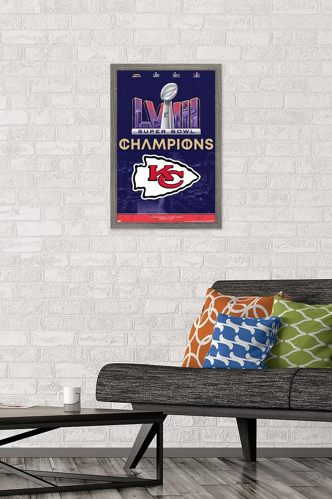 NFL Kansas City Chiefs - Super Bowl LVIII Team Logo Wall Poster with Pushpins, 22.375" x 34"