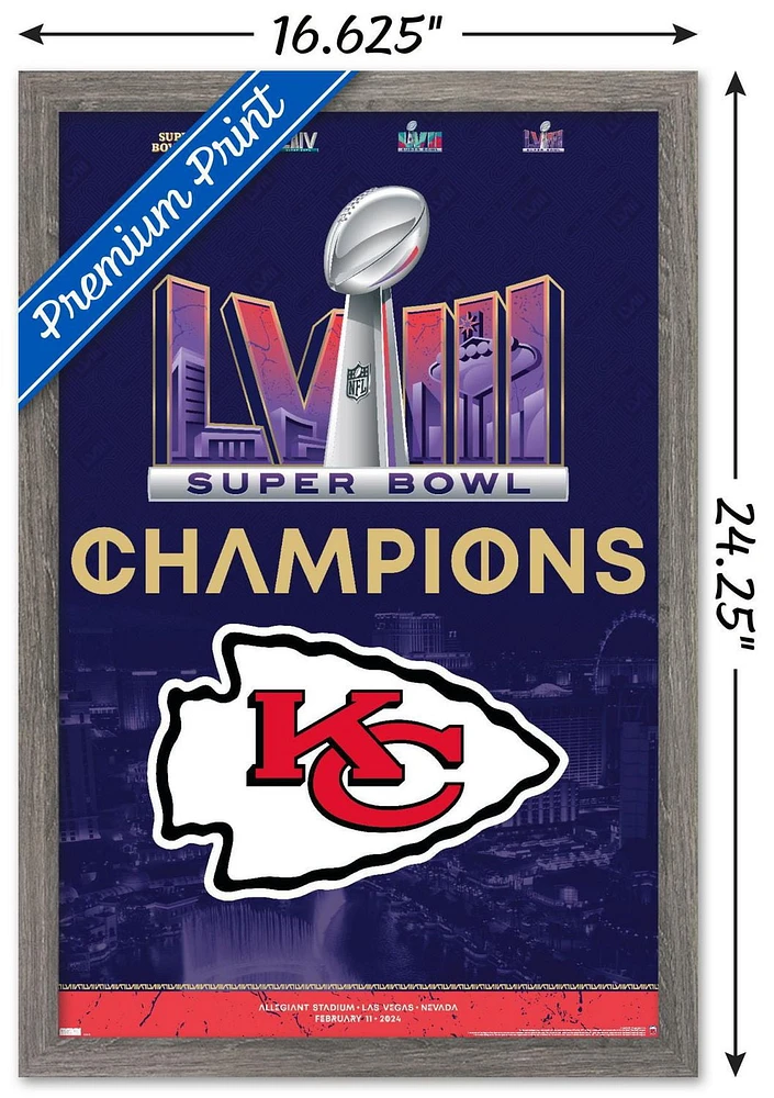 NFL Kansas City Chiefs - Super Bowl LVIII Team Logo Wall Poster with Pushpins, 22.375" x 34"