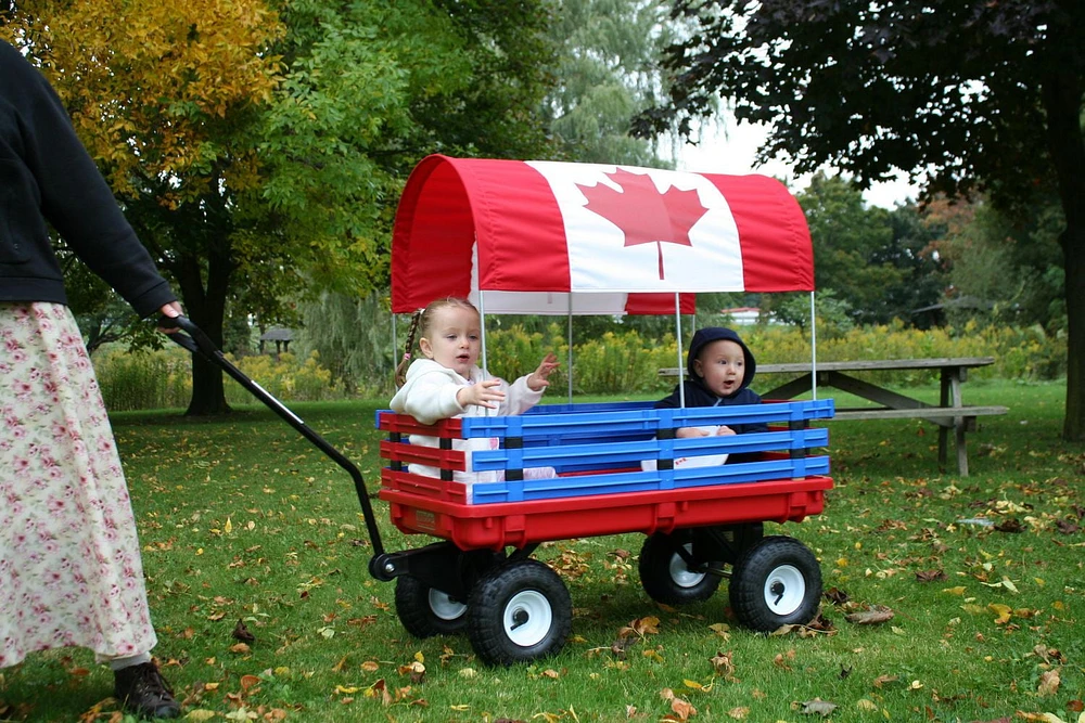 Millside Canada flag full length canopy kids 20" x 38" wagon