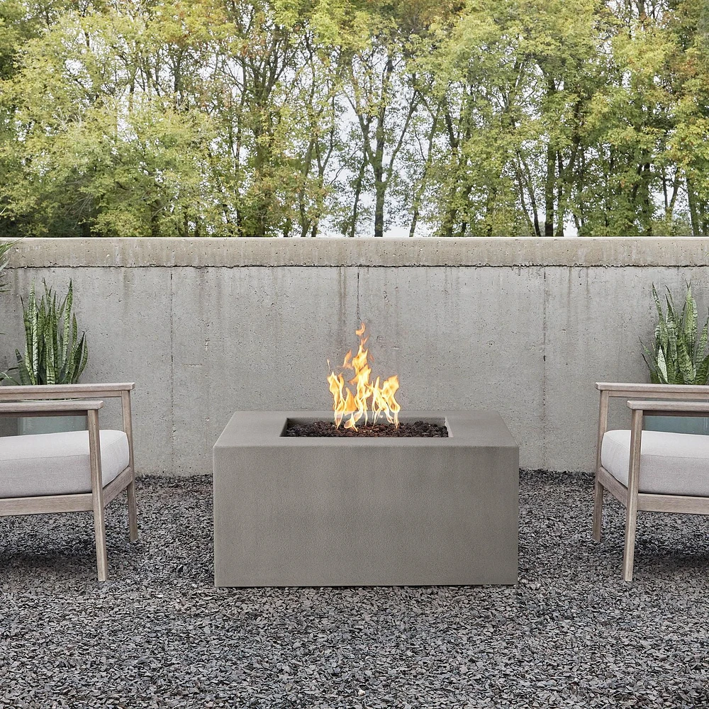 Real Flame Estes 40" Square Concrete Natural Gas Fire Pit in Flint by Jensen Co.