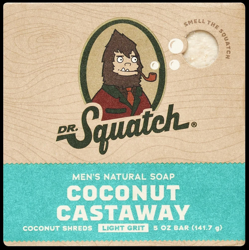 Dr. Squatch Coconut Castaway Bar Soap, A scent of toasted coconut.