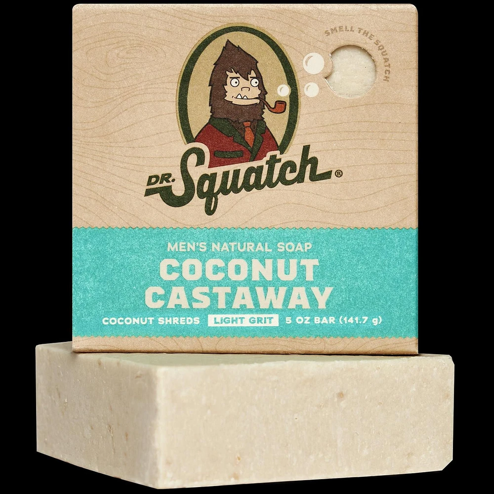 Dr. Squatch Coconut Castaway Bar Soap, A scent of toasted coconut.