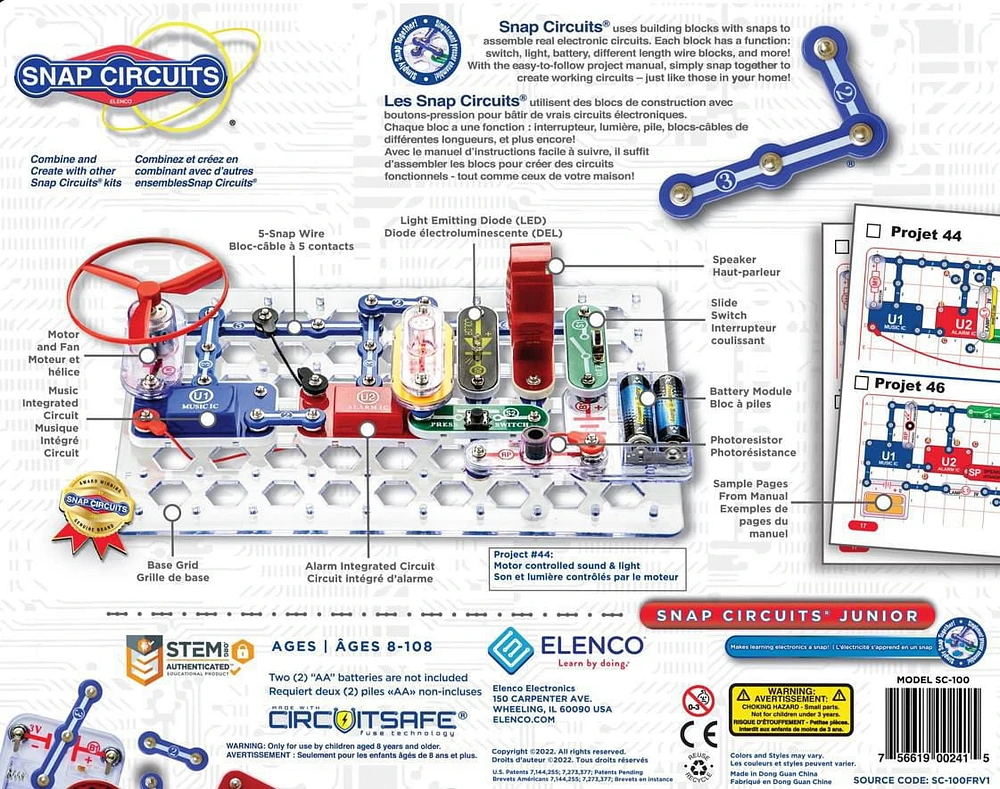 Snap Circuits® Science STEM Electronics Junior 100 (SC100FR) 100+ Projects!