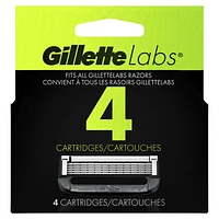 GilletteLabs Razor Blade Refills, Compatible with GilletteLabs with Exfoliating Bar and Heated Razor, 4 Refills, 4CT