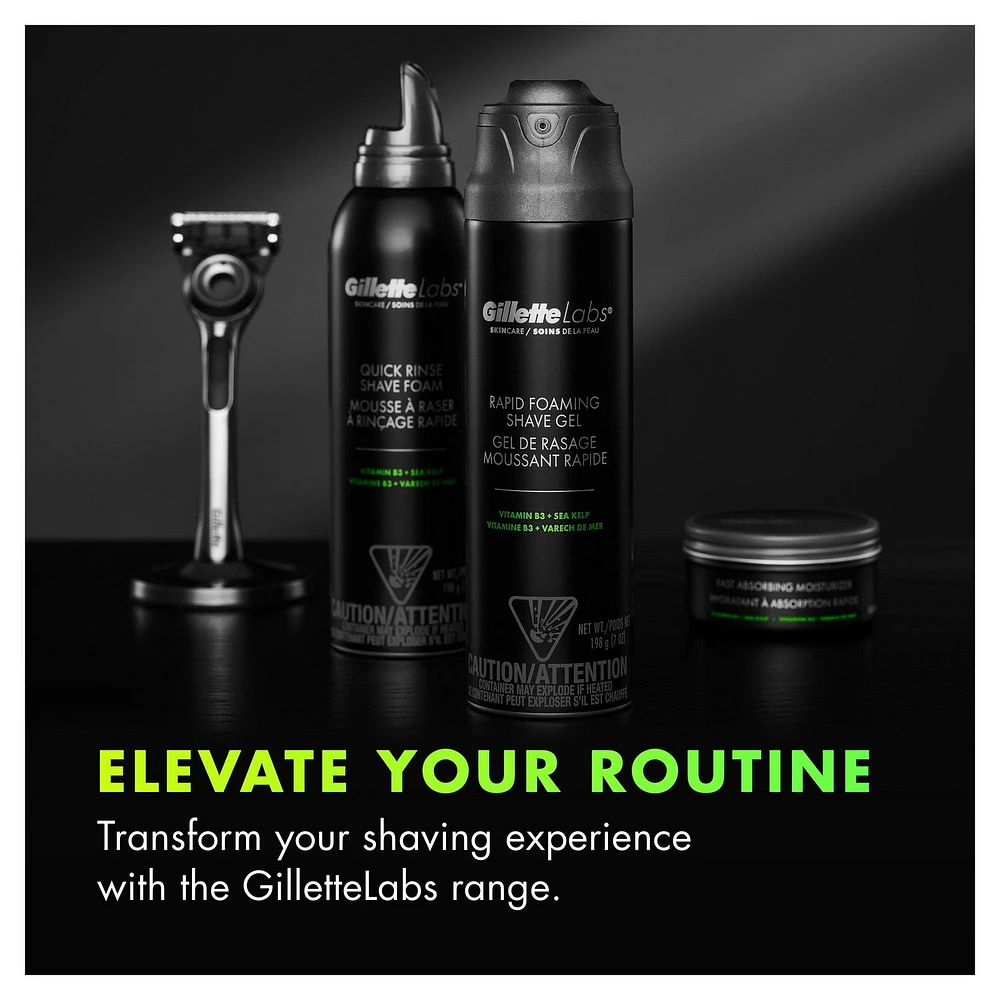Gillette Labs Shaving Gel for Men, 3-in-1 Shave Gel to Cleanse, Protect and Refresh, Ultimate Smoothness, With Vitamin B3 and Sea Kelp, Sensitive Skin
