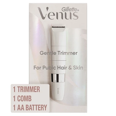 Gillette Venus for Pubic Hair & Skin Gentle Trimmer plus 1oz Smoothing Exfoliant, 1 Trimmer