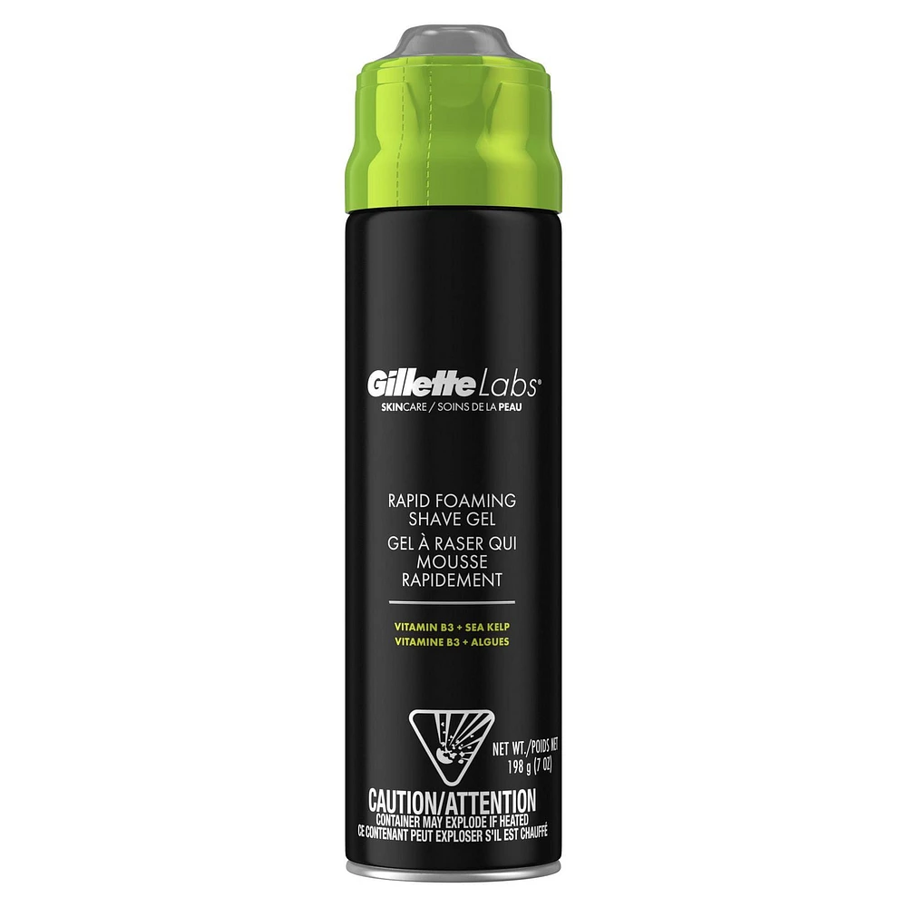 Gillette Labs Shaving Gel for Men, 3-in-1 Shave Gel to Cleanse, Protect and Refresh, Ultimate Smoothness, With Vitamin B3 and Sea Kelp, Sensitive Skin