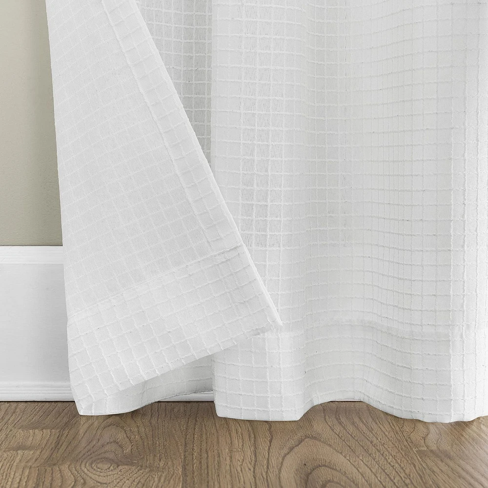 Mainstays 2-Pack Waffle semi-sheer Grommet Curtain Panel Pair, 2 panels,