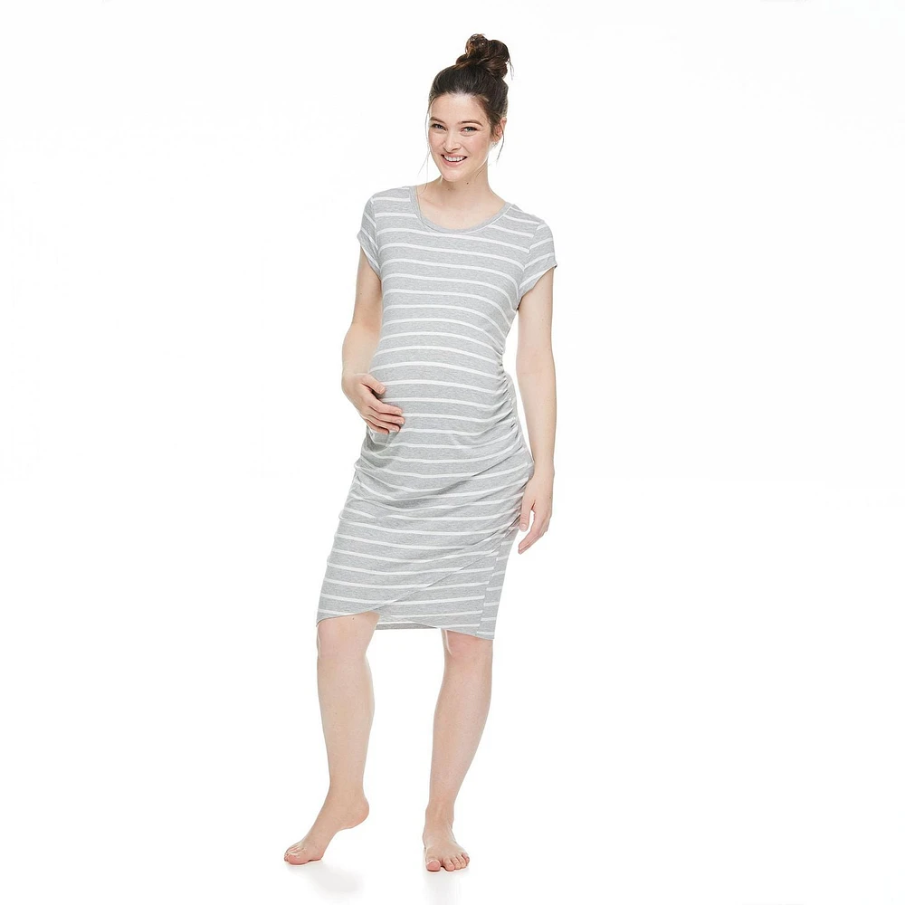 Paisley Sky Maternity Side Ruched Dress