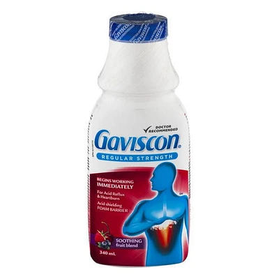 Gaviscon Regular Strength Soothing Fruit Blend Liquid, 340 ML