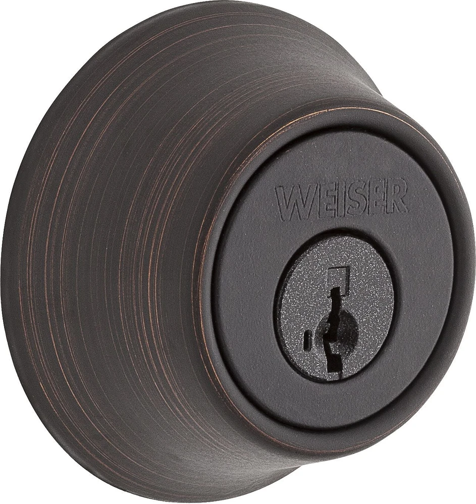 Essentials by Weiser Single Cylinder Deadbolt in Venetian Bronze, Simple and durable