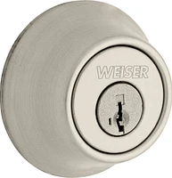 Essentials by Weiser Single Cylinder Deadbolt in Satin Nickel