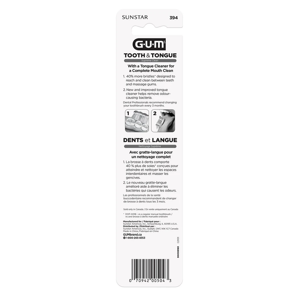 Brosse à dents Dents et Langue GUMᴹᴰ Pqt Double, Souple