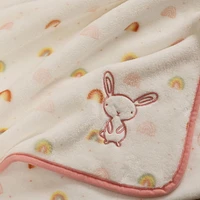 George Baby Applique Plush Blanket, Rainbow Bunny, Baby blanket