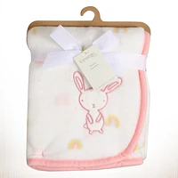 George Baby Applique Plush Blanket, Rainbow Bunny, Baby blanket