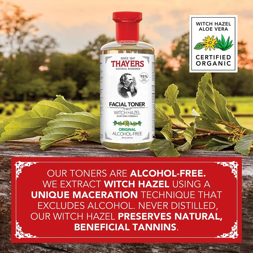 Thayers Original Facial Toner Alcohol-Free Witch Hazel and Aloe Vera, 355 mL