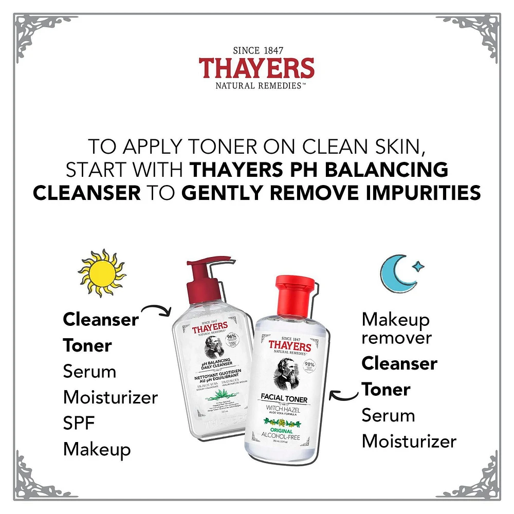 Thayers Original Facial Toner Alcohol-Free Witch Hazel and Aloe Vera, 355 mL