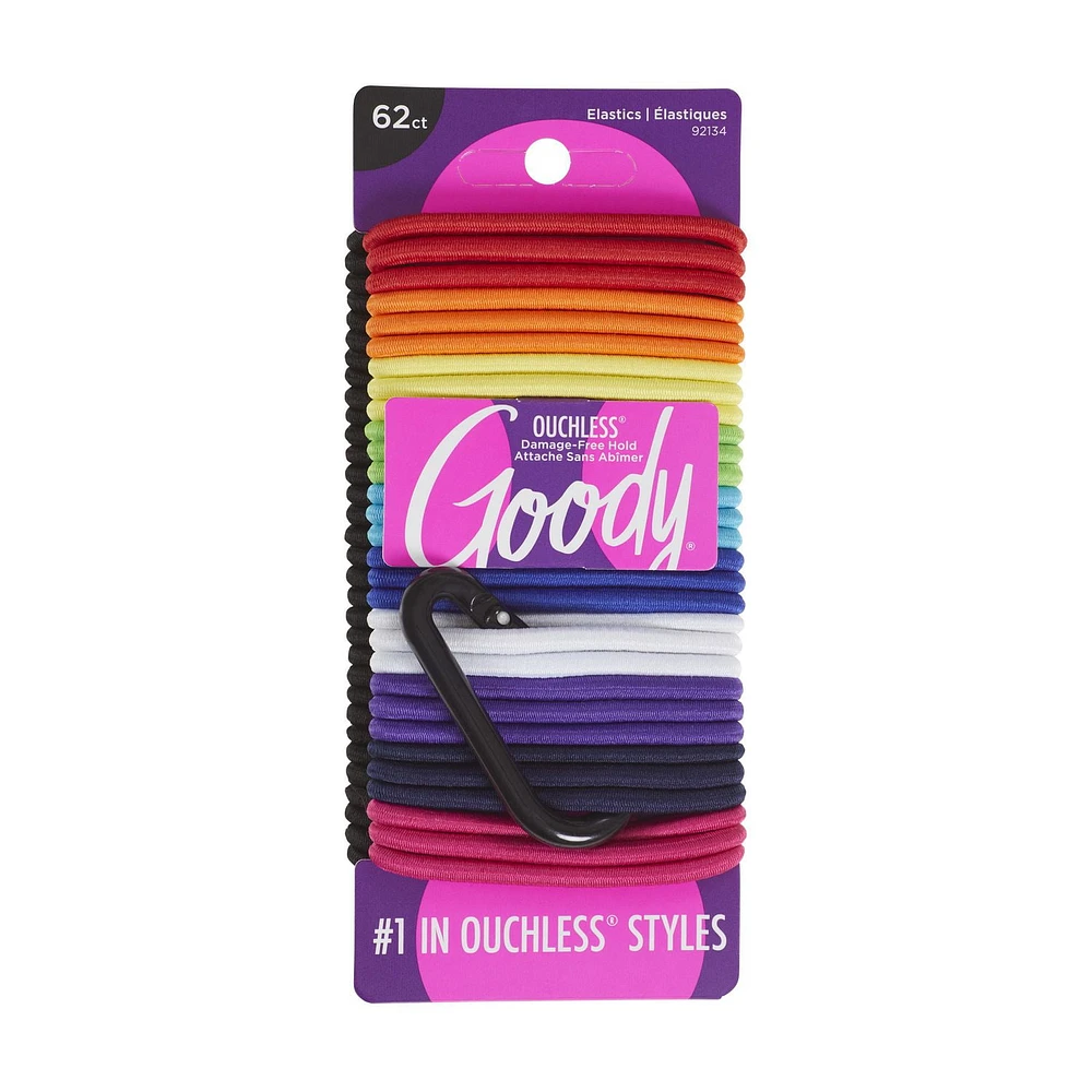 Goody Ouchless Black & Brights No Metal Elastics with Carbiner Clip - 62ct, Goody Elastics