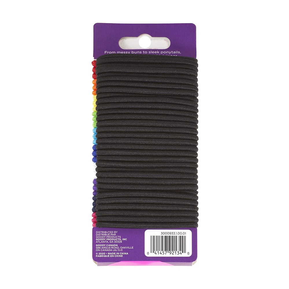 Goody Ouchless Black & Brights No Metal Elastics with Carbiner Clip - 62ct, Goody Elastics