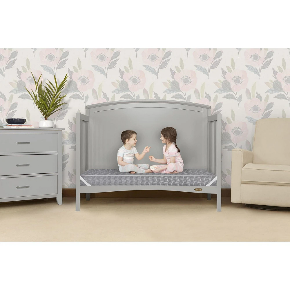 Dream On Me, Superior Slumber 6' 112 Coil Inner Spring Crib And Toddler Mattress In Grey