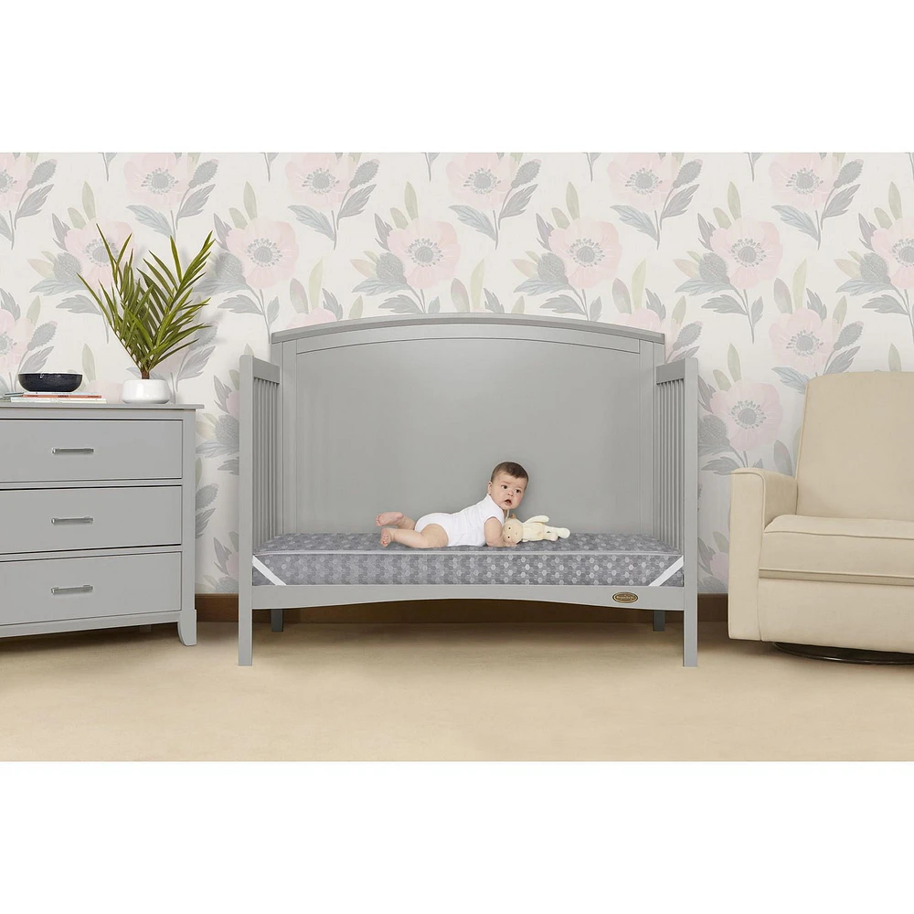 Dream On Me, Superior Slumber 6' 112 Coil Inner Spring Crib And Toddler Mattress In Grey