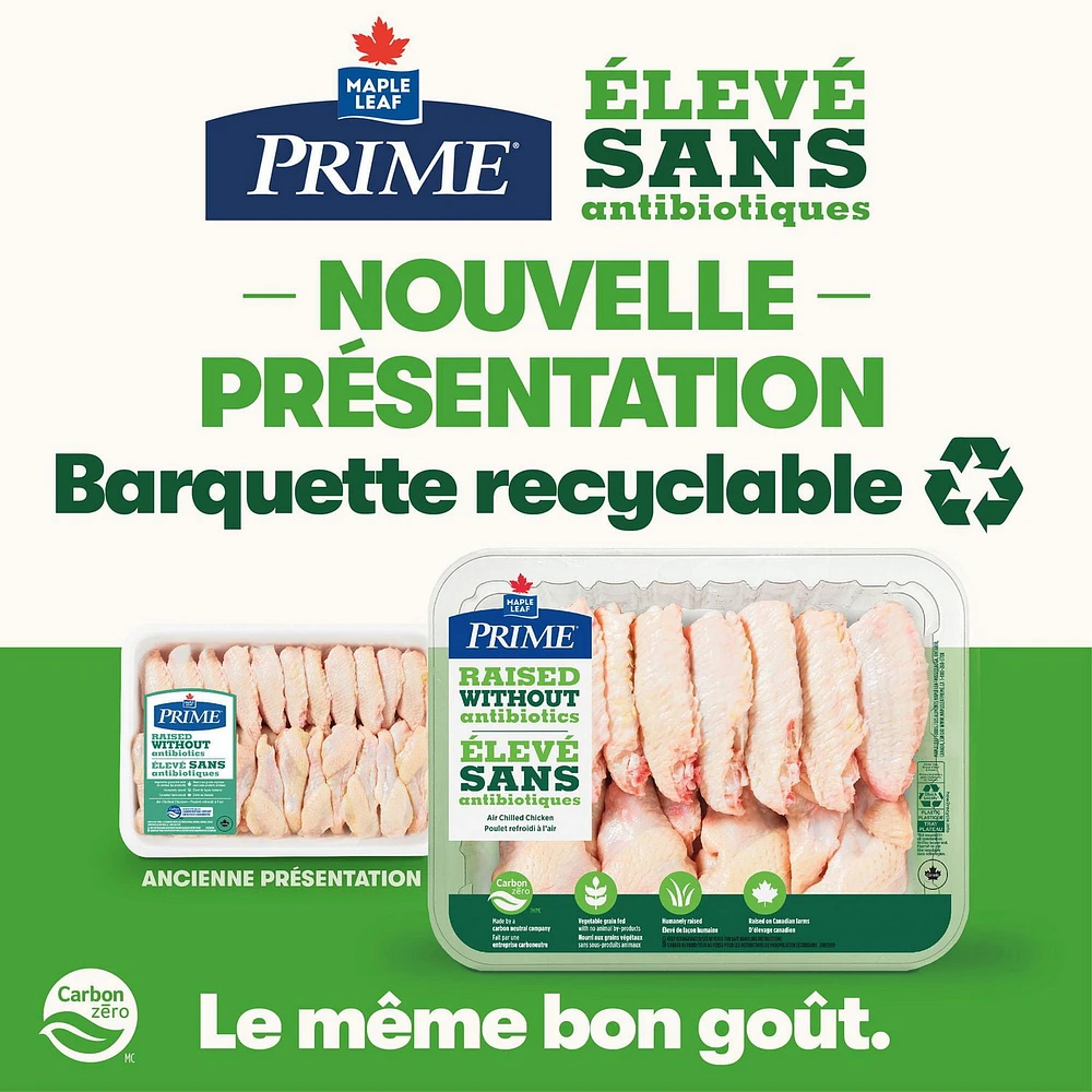 Ailes de poulet coupées - Élevé sans antibiotiques Prime