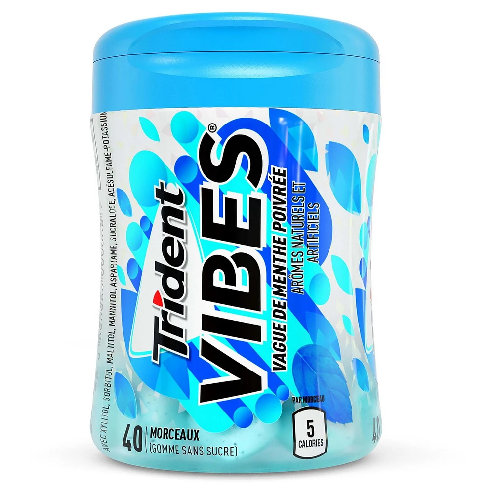 Trident Vibes Sugar Free Gum, Peppermint Wave Flavour, 1 Go-Cup (40 Pieces Total)