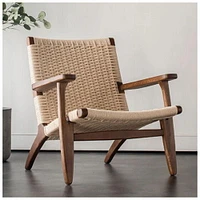 Lavaca Lounge Chair White-Natural with solid ash wood and rattan weave