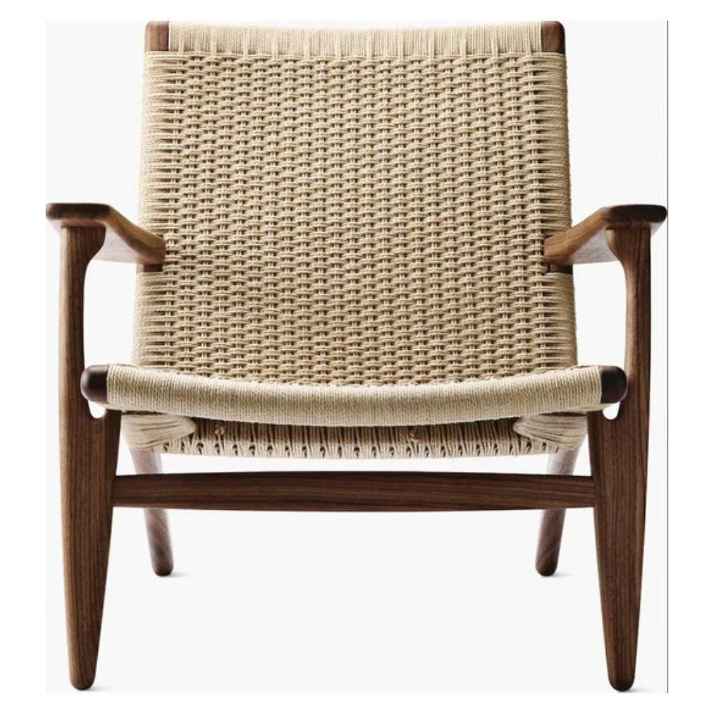 Lavaca Lounge Chair White-Natural with solid ash wood and rattan weave