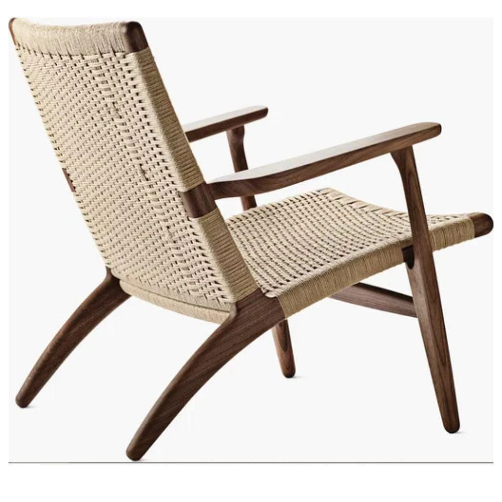 Lavaca Lounge Chair White-Natural with solid ash wood and rattan weave