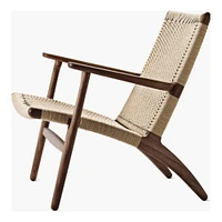 Lavaca Lounge Chair White-Natural with solid ash wood and rattan weave