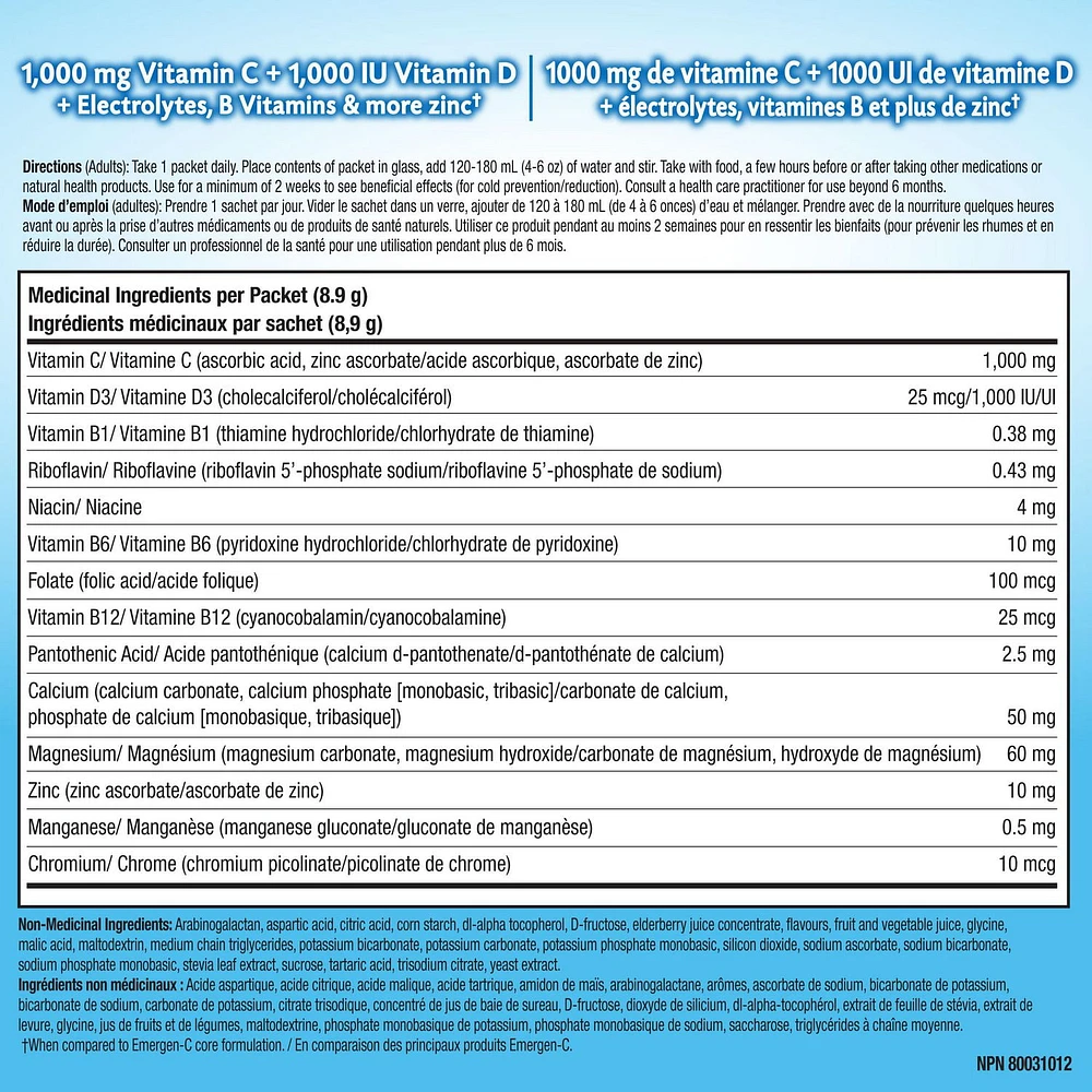 EMERGEN-C Immune Plus Elderberry, 18 ct