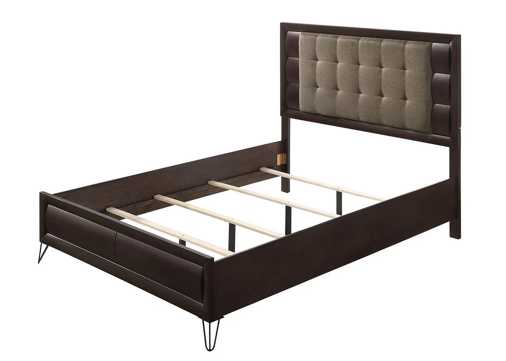 ACME Tablita Queen Bed in Fabric & Dark Merlot