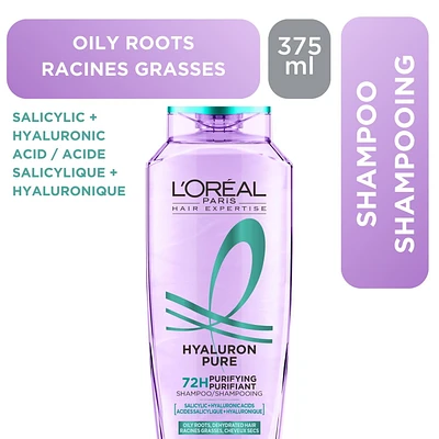 Hyaluron Pure Shampoing Purifiant 375 ml Pour Racines Grasses & Cheveux Déshydratés