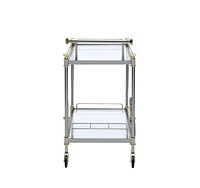 ACME Cyrus Serving Cart in Silver/Gold & Clear Glass