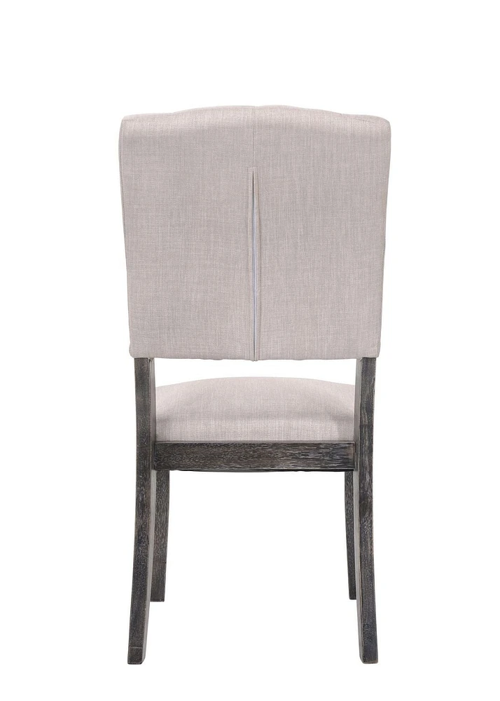 ACME Bernard Side Chair (Set-2) in Fabric & Weathered Gray Oak