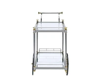 ACME Cyrus Serving Cart in Silver/Gold & Clear Glass