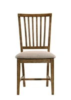 ACME Wallace II Side Chair (Set-2) in Tan Linen & Weathered Oak