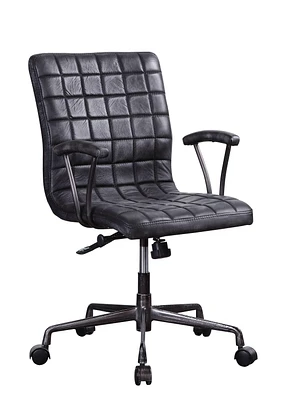 ACME Barack Executive Office Chair in Vintage Black Top Grain Leather & Aluminum