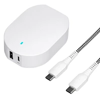 onn. Dual-Port Fast Charging USB Certified Wall Charger Kit with 20W Power Delivery, USB and USB-C Ports, Charge 2 Devices, 3 FT/10 m Braided Cable