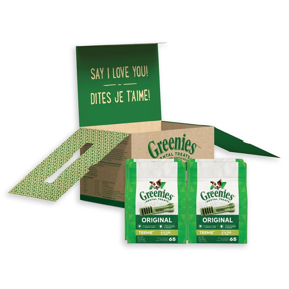 Gâteries dentaires naturelles pour chiens GREENIES Original format TEENIE