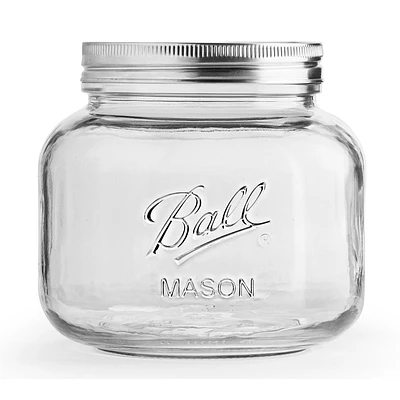 Ball Decorative Mason Jar with One Piece Stainless Steel Lid, 1.89 L (64 oz), 1 Count